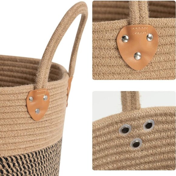 Wicker Laundry Basket With Handles, Storage Baskets for Decor, Rope Basket for B - Picture 6 of 8